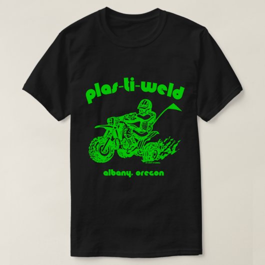Driewielas-Ti-Weld logo in Kawasaki groen T-shirt (Design voorkant)