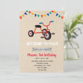 driewieler fietsuitnodiging bedankkaart (Staand voorkant)