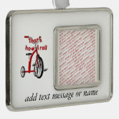 Driewieler - Zo rol ik! Verzilverd Omlijst Ornament (Rechts)