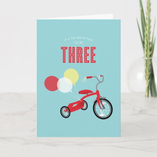 Driewielige derde verjaardag kaart (Voorkant)