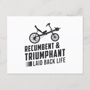 Driewielige ligfiets & triomfantelijke  retro briefkaart