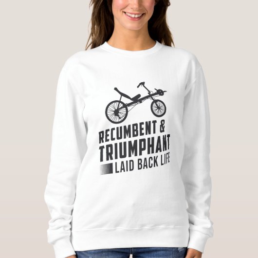 Driewielige ligfiets & triomfantelijke retro trui (Voorkant)