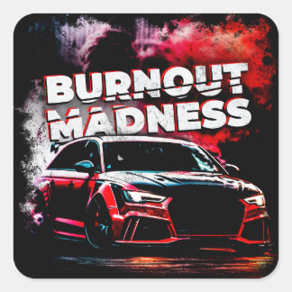 Drift Auto Burn-out Madness Drifter Powerslide Vierkante Sticker