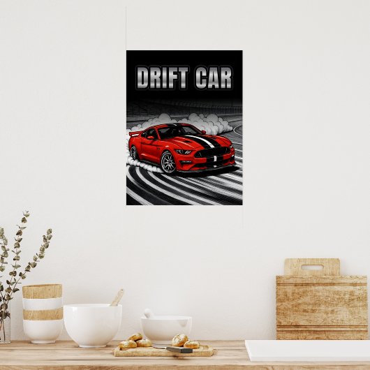 Drift Auto Rood Spier Poster (Keuken)