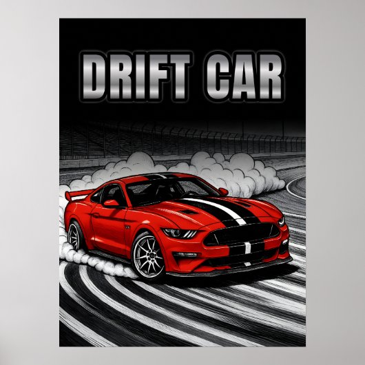 Drift Auto Rood Spier Poster (Voorkant)