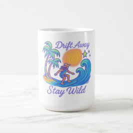 Drift Away & Stay Wild - Neon Surfer-vibes Koffiemok