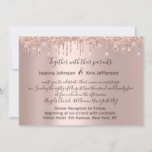 Drift Black Spark Wedding Bridal Roos Gold Kaart (Achterkant)