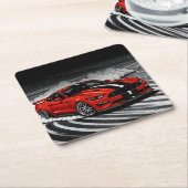 Drift Car Red Muscle Kartonnen Onderzetters (Schuin)