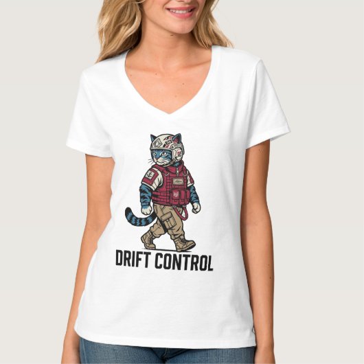 Drift Control Tactische Kat Grafische T-Shirt (Voorkant)