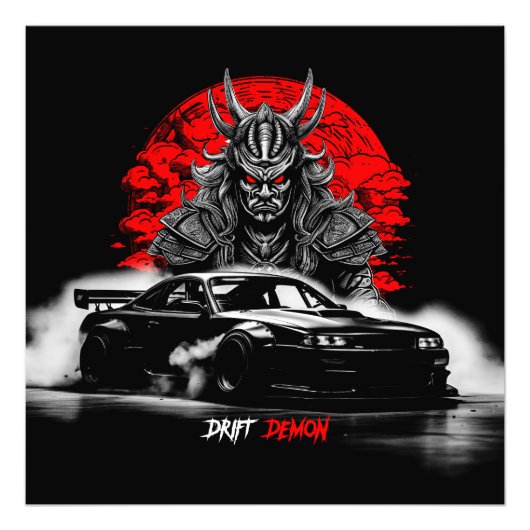 Drift Demon Samurai JDM Auto Drifting Phonk Foto Afdruk (Voorkant)