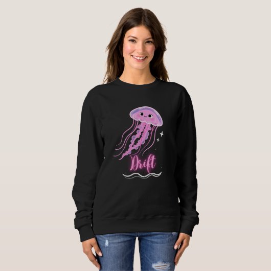 "Drift" Glow Neon Jellyfish Minimalist Trui (Voorkant volledig)