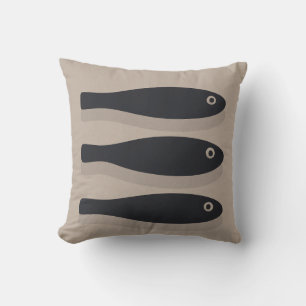 Drift in stilte-verweerde taupe & indigo zwart kussen