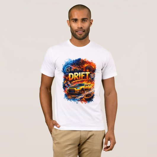 Drift King – High Speed Racing Car Fire Art Design T-shirt (Voorkant volledig)