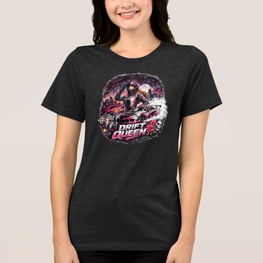 Drift Queen JDM sportwagen racekleding Tri-Blend Shirt (Voorkant)