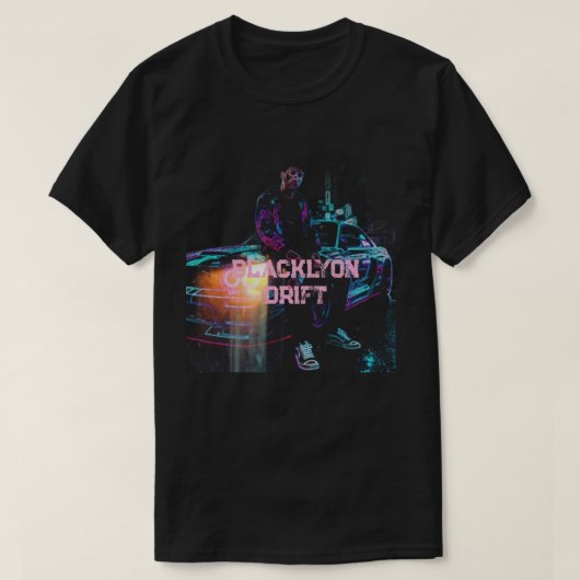 Drift racing zwarte Lyon 53 T-shirt (Design voorkant)