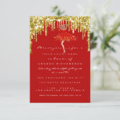 Drift Red Gold Glitter Bridal Sweet 16th Dress Kaart (Staand voorkant)