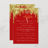 Drift Red Gold Glitter Bridal Sweet 16th Dress Kaart (Voorkant / Achterkant)