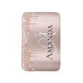 Drift Roos Gold Blush Glitter Name Monogram Badmat (Voorkant Verticaal)