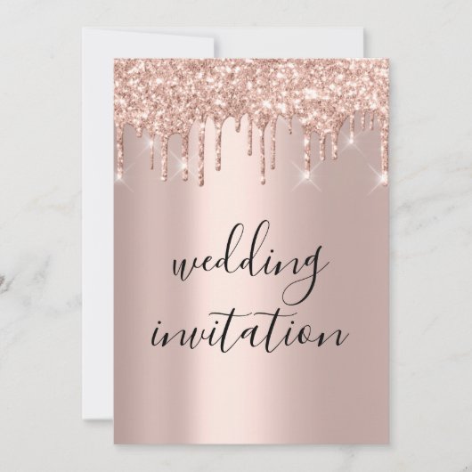 Drift Roos Gold Wedding Bridal Glitter Elegant Kaart (Voorkant)
