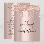 Drift Roos Gold Wedding Bridal Glitter Elegant Kaart (Voorkant / Achterkant)