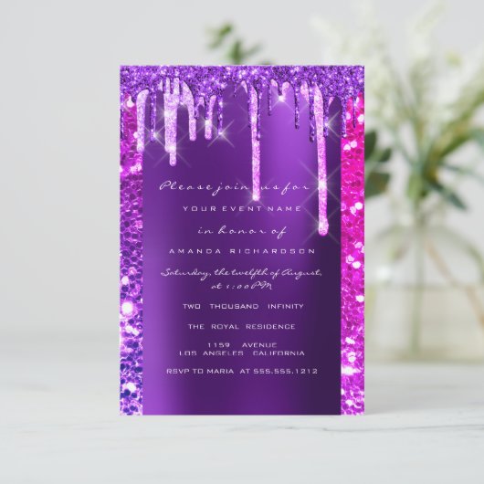 Drift Roze Paars Vrijgezellenfeest Sweet 16th Kaart (Staand voorkant)