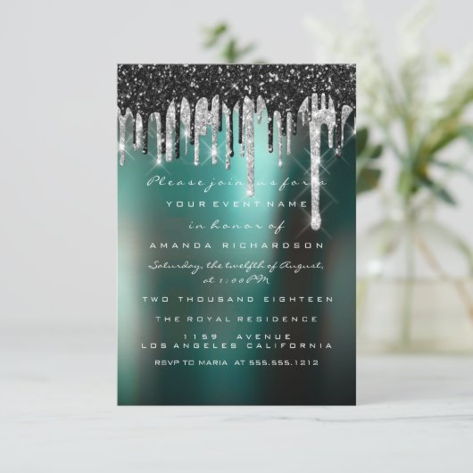 Drift Silver Black Grey Bridal Woodland Wedding Kaart (Staand voorkant)