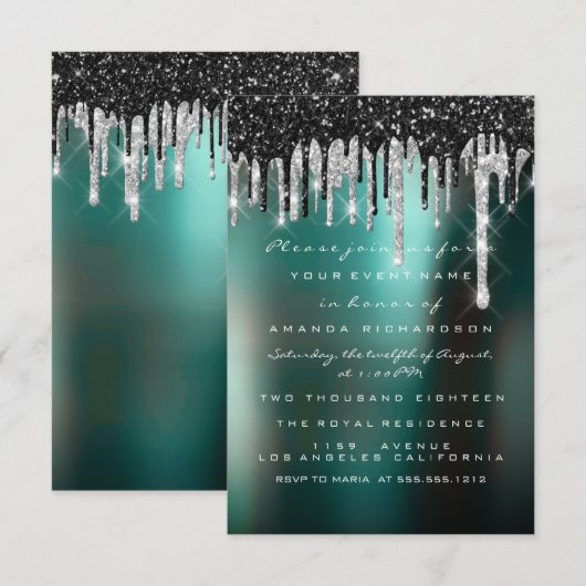 Drift Silver Black Grey Bridal Woodland Wedding Kaart (Voorkant / Achterkant)