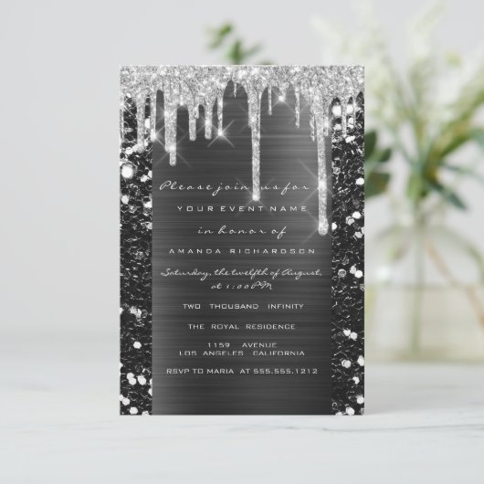 Drift Silver Grey Black Vrijgezellenfeest Sweet 16 Kaart (Staand voorkant)