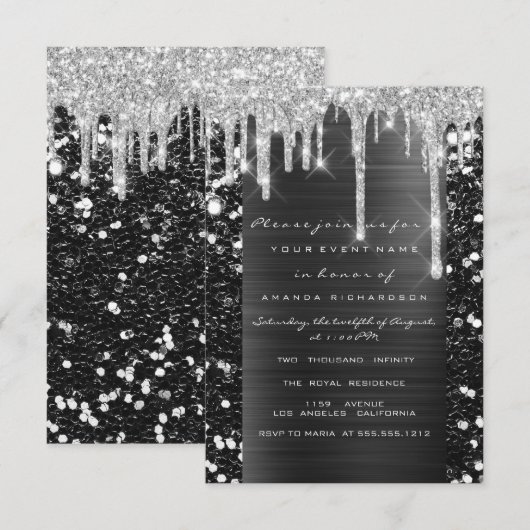 Drift Silver Grey Black Vrijgezellenfeest Sweet 16 Kaart (Voorkant / Achterkant)