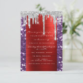 Drift Silver Grey Paars Vrijgezellenfeest Sweet 16 Kaart (Staand voorkant)