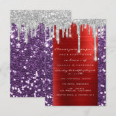 Drift Silver Grey Paars Vrijgezellenfeest Sweet 16 Kaart (Voorkant / Achterkant)