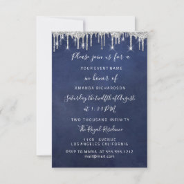 Drift Silver Paper Kraft Bridal Wedding Blue Navy Kaart