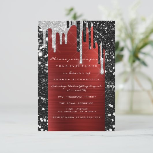 Drift Silver Red Black Vrijgezellenfeest Sweet 16t Kaart (Staand voorkant)