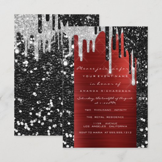 Drift Silver Red Black Vrijgezellenfeest Sweet 16t Kaart (Voorkant / Achterkant)