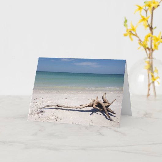 Drift Wood op het strand Frameable Moederdag kaart (Gele Bloem)