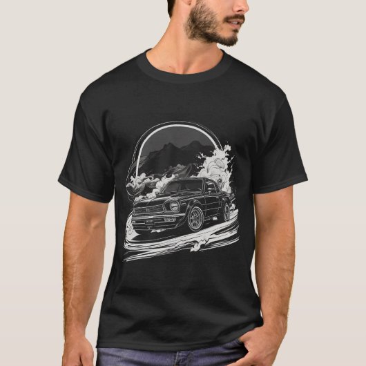 Drifting auto met rooksporen t-shirt (Voorkant)