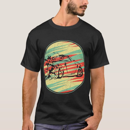 Drifting Car Retro  70s Silhouette Gift T-shirt (Voorkant)