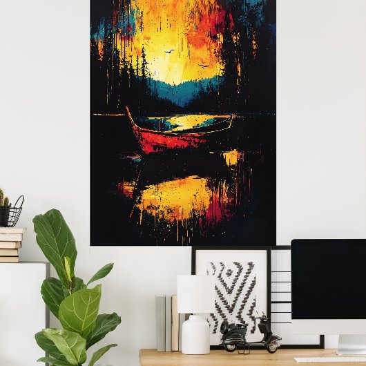 Drifting into Fire - Expressionistische Abstracte  Poster (Thuiskantoor)