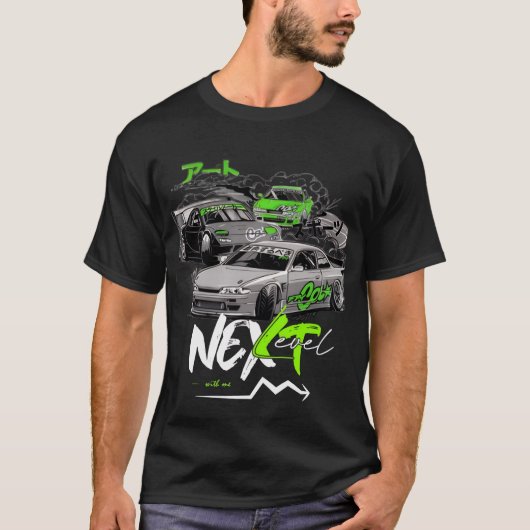 Drifting mannen T-shirts GTR auto tuning (Voorkant)