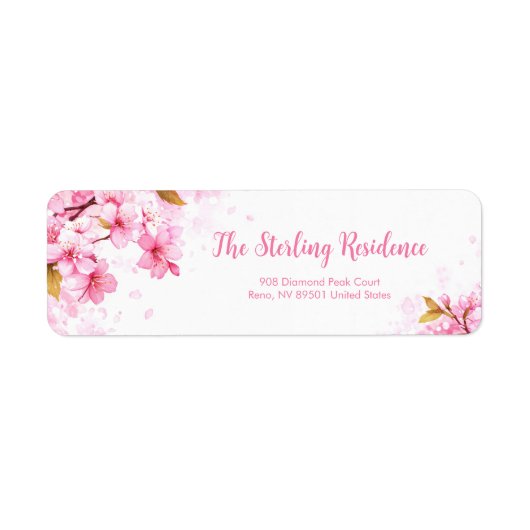 Drifting Pink Petal Romantic Botanical Etiket (Voorkant)