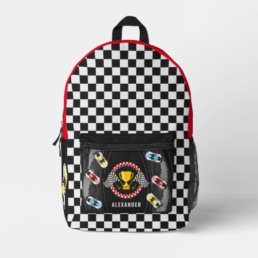 Drifting Race Cars Trophy Flag Racing Championship Bedrukte Rugzak (Voorkant)