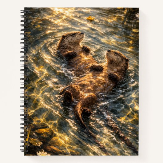 Drifting Together | River Otter Art | Notebook Notitieboek (Voorkant)