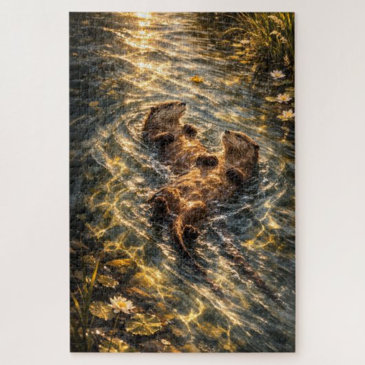 Drifting Together | River Otter Art | Puzzle Legpuzzel (Verticaal)