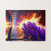 Drifting Tranquility: kano's onder Jacarandas Legpuzzel (Horizontaal)