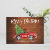  driftkerstboom met houtpenseel feestdagenkaart (Staand voorkant)