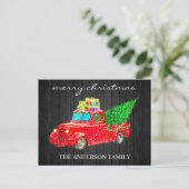 driftkerstboom met houtpenseel feestdagenkaart (Staand voorkant)