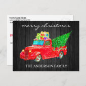 driftkerstboom met houtpenseel feestdagenkaart (Voorkant / Achterkant)