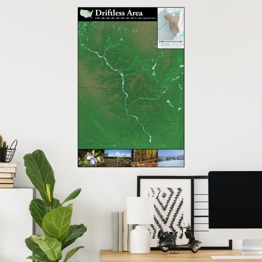Driftless Area Map Poster (24x36inch) (Thuiskantoor)
