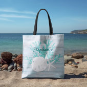 Driftwood Aqua Beach Sand Dollar Tote Bag