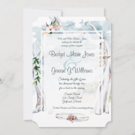 Driftwood Arbor Beach Wedding Invitation Kaart